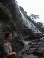 lindsey on footpath, tiger leaping gorge